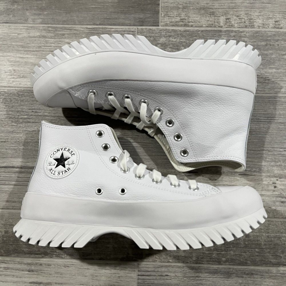 CONVERSE LUGGED 2.0 Leather Women's 10.5 White High Top Shoes A03705C NEW